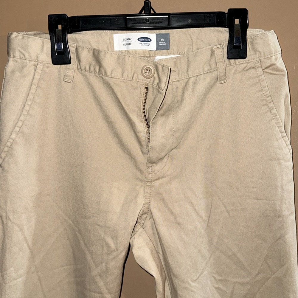 Old Navy skinny Khaki slacks without pleats. Girls Size 14